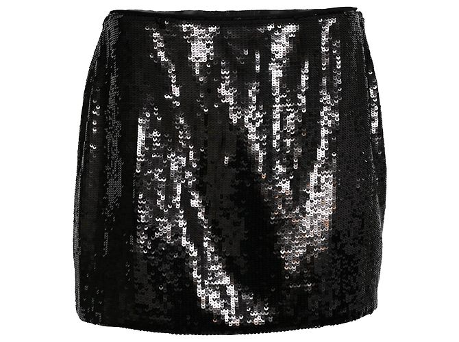 Theory Sequined Mini Skirt in Black Polyester
