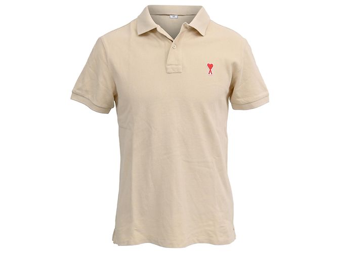 Polo AMI Paris Ami de Cœur em algodão bege