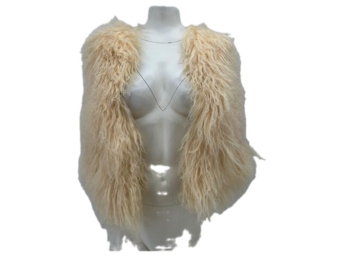 Autre Marque Pelliccia senza maniche ecru Beige