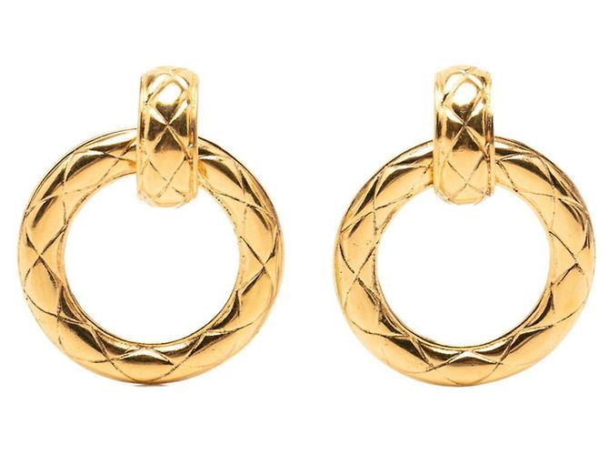 Orecchini Chanel Vintage Matelassé Hoop D'oro