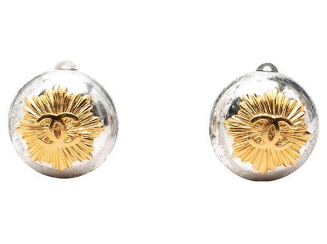 Orecchini a clip Chanel Coco Mark Argento D'oro 