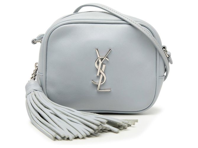 Mini borsa a tracolla Blogger con logo Saint Laurent YSL e nappa Blu