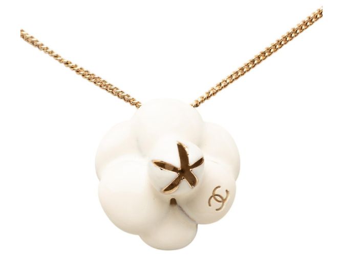 Collar Chanel Camellia Coco Mark Blanco Dorado