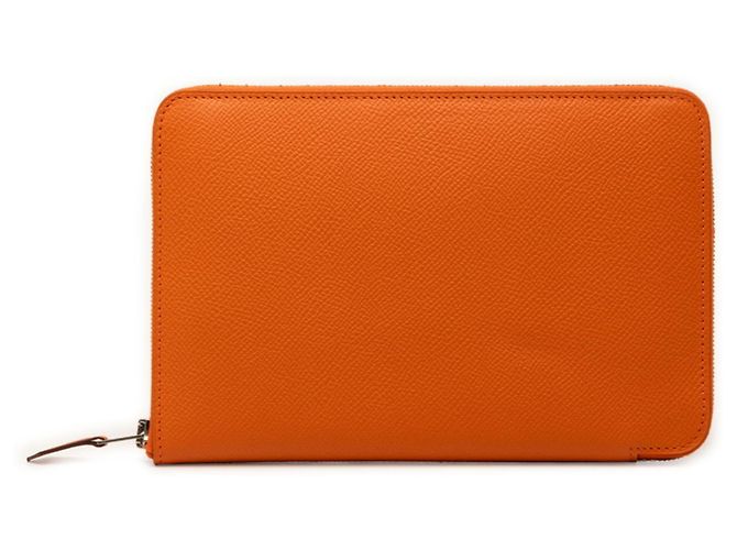 Hermès Hermes Azap Integral Round Zip Long Wallet Orange