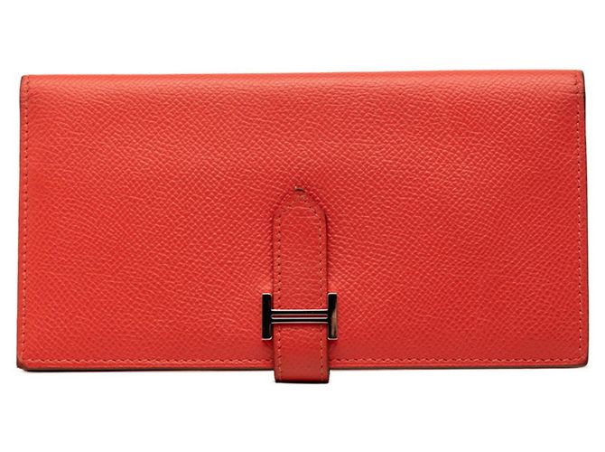 Hermès Hermes Bearn Soufflé Long Wallet Pink Red