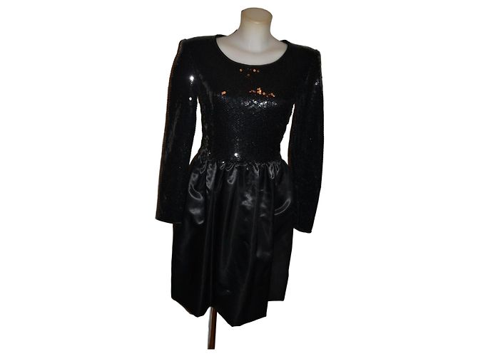 Luisa Spagnoli schwarzes Pailletten-Abendkleid