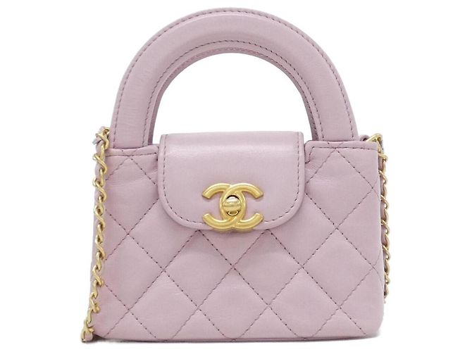 Bolsa de mão em couro rosa Chanel AP3435