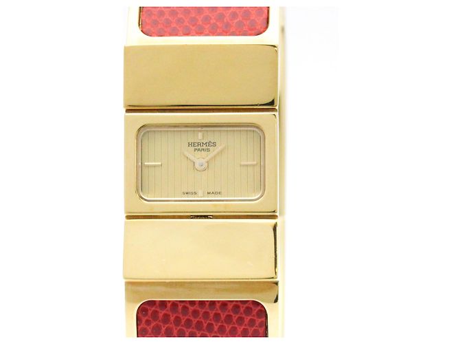 Hermès Relógio feminino Hermes Loque banhado a ouro com quartzo