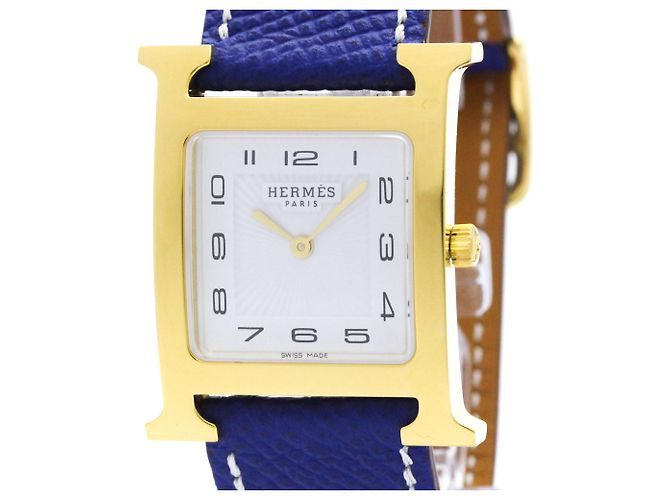 Hermès Hermes Heure H Gold Plated Leather Quartz Men's Watch