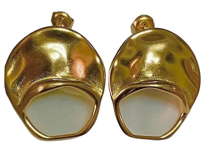 Autre Marque Abstrakte goldfarbene Ohrringe Golden