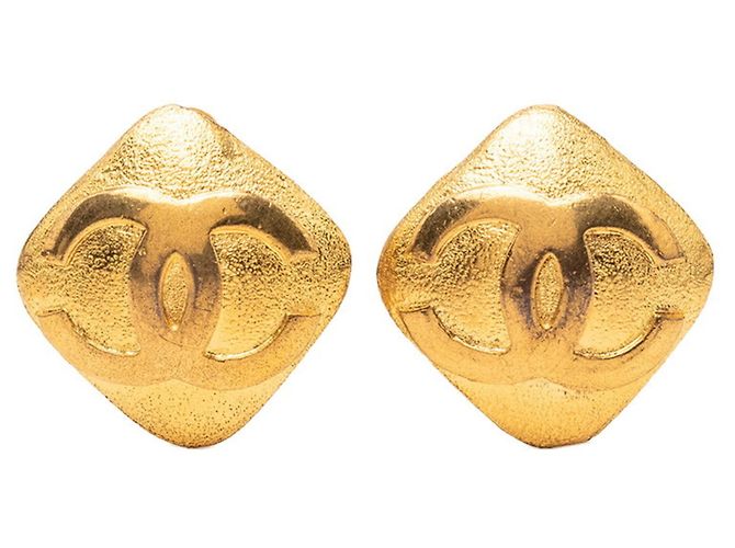 Orecchini quadrati vintage Chanel Coco Mark D'oro