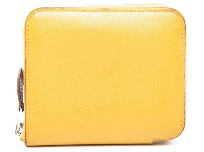 Hermès Monedero Azap de seda Hermes en cuero Epsom amarillo