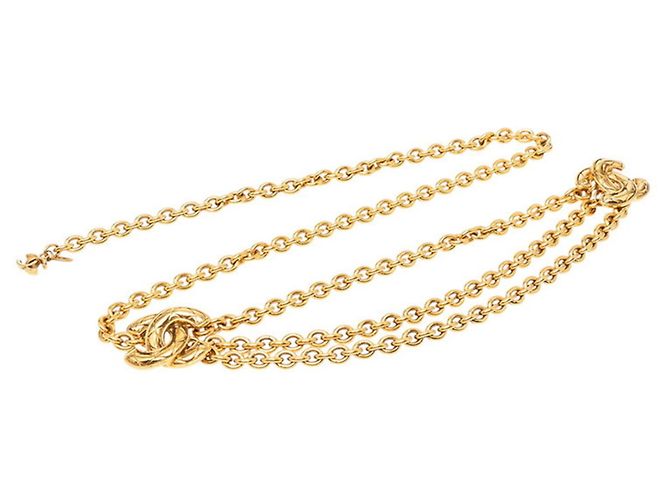 Cinto de corrente Chanel Matelassé Coco Mark Dourado