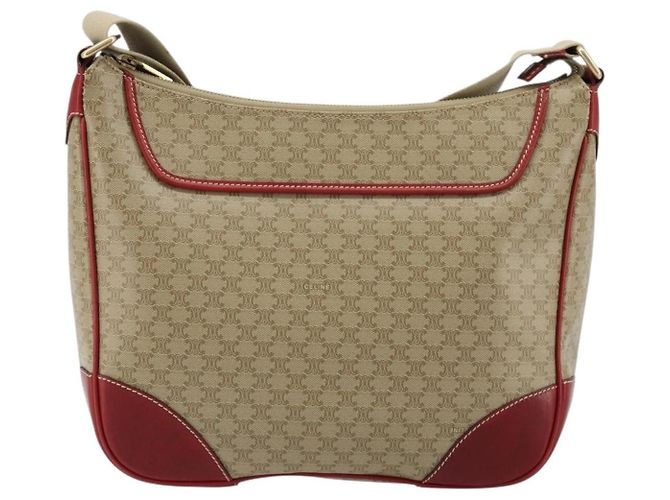 Céline Celine Macadam Shoulder PVC Leather Medium Beige