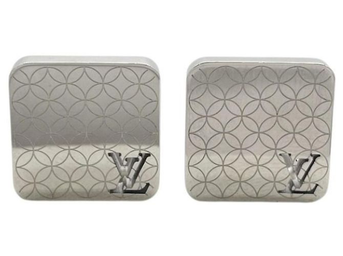 Abotoaduras Louis Vuitton em metal prateado Prata
