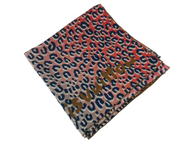 Louis Vuitton Carre Geant Leopard Patique Schal Braun Rot