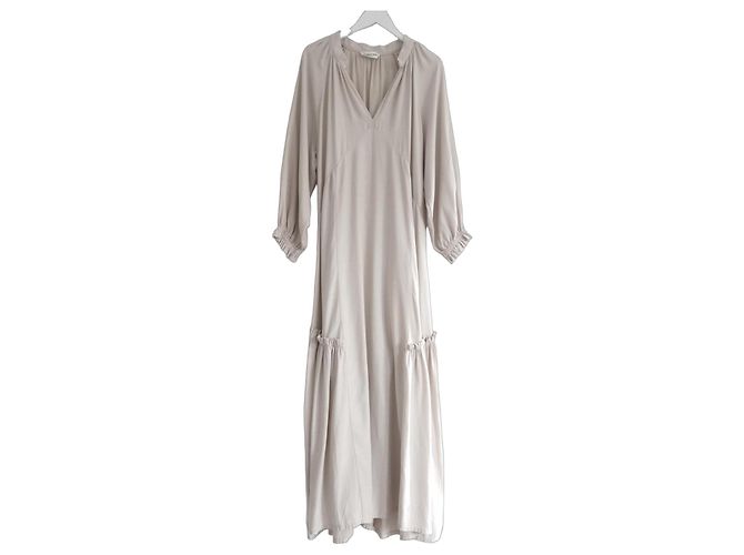 Autre Marque Casa Raki Midi-Kleid aus Cupro in Beige