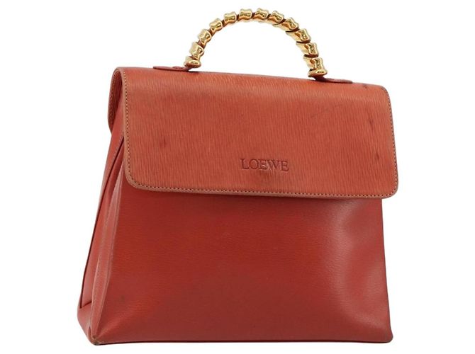 Bolsa de mão LOEWE Velazquez em couro vermelho e dourado Auth 183162