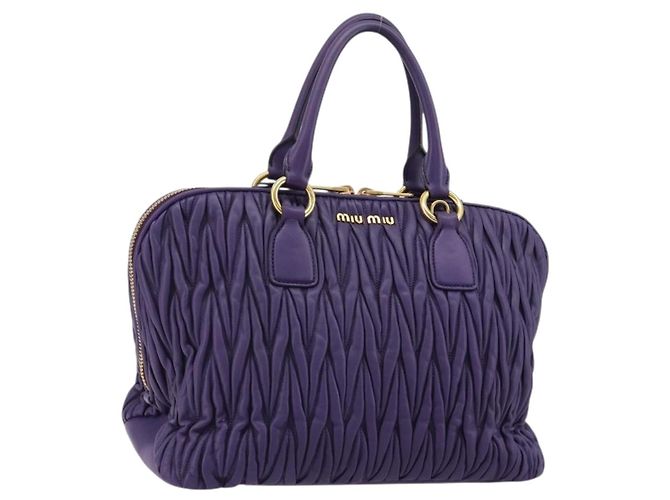 Bolso de mano Miu Miu Matelasse de cuero morado y oro Auth 183636V Dorado Púrpura