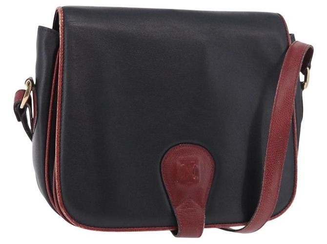 Céline Borsa a Spalla CELINE in Pelle Nera e Oro Auth gh2064 Nero D'oro