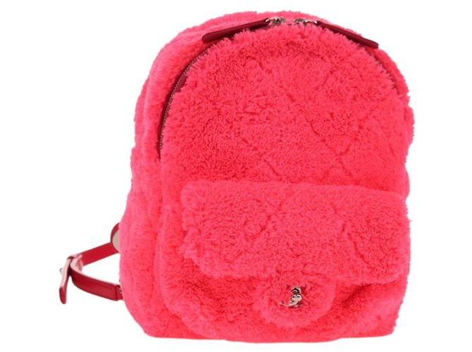 CHANEL Matelasse Chain Backpack pile Pink Silver CC Auth 181955M Plata Rosa