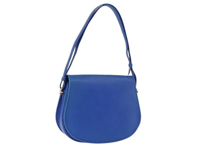 Borsa a tracolla CARTIER Must Line in pelle blu e oro Auth 183718V D'oro