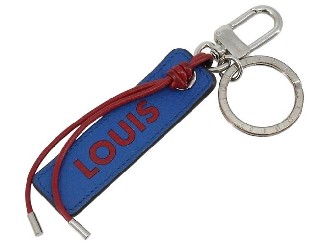 LOUIS VUITTON Portachiavi Tab Key Ring Pelle Rosso Blu M64172 LV Auth 182948M
