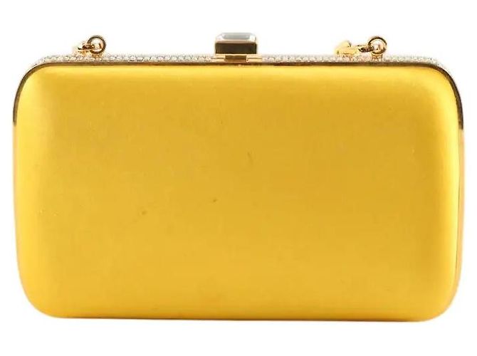 Prada Clutch da sera in raso e strass giallo