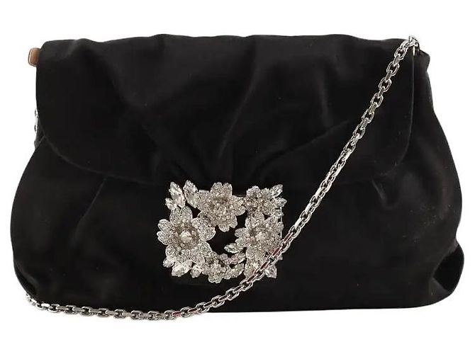 Roger Vivier Schwarze Satin-Clutch
