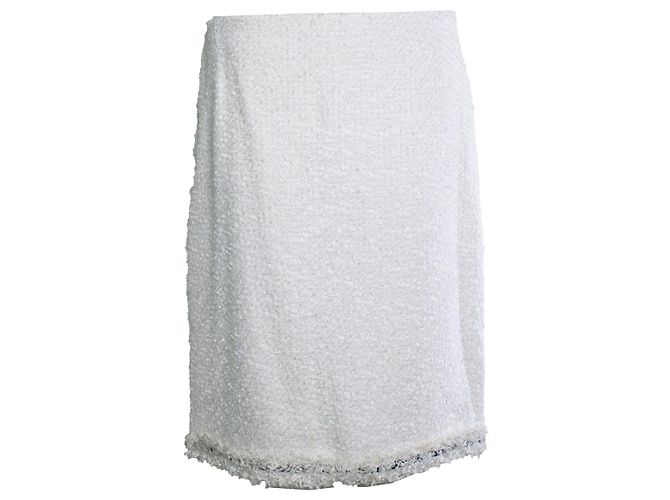 Escada, falda midi de tweed blanco