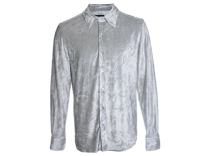 Tom Ford, camicia in velluto grigio chiaro