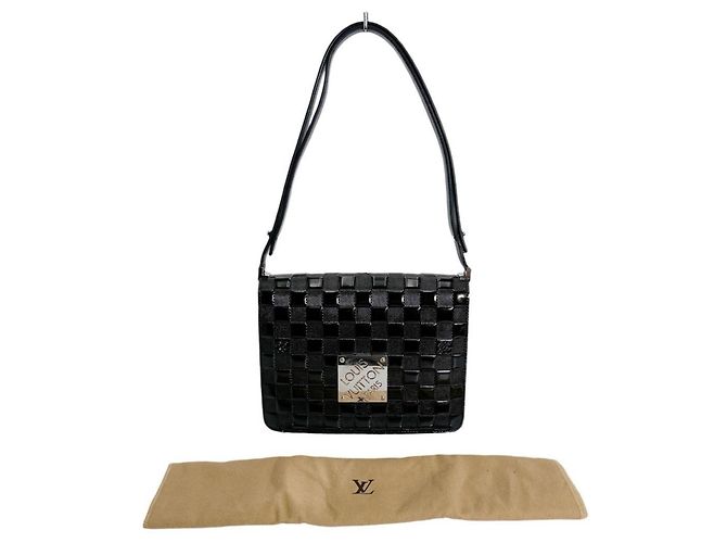 Borsa a tracolla Louis Vuitton Cabaret Damier Vernis Nero