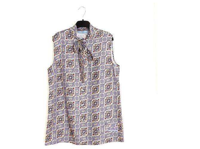 Prada Top de seda twill com laço Multicor