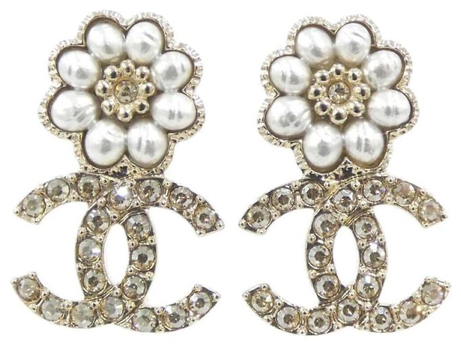 Orecchini a lobo Chanel AB9608 Oro e Bianco D'oro