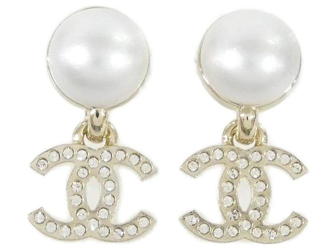 Orecchini a lobo Chanel Oro e Bianco D'oro 
