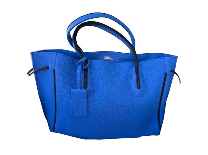 Longchamp Bolsa Tote em Couro Azul