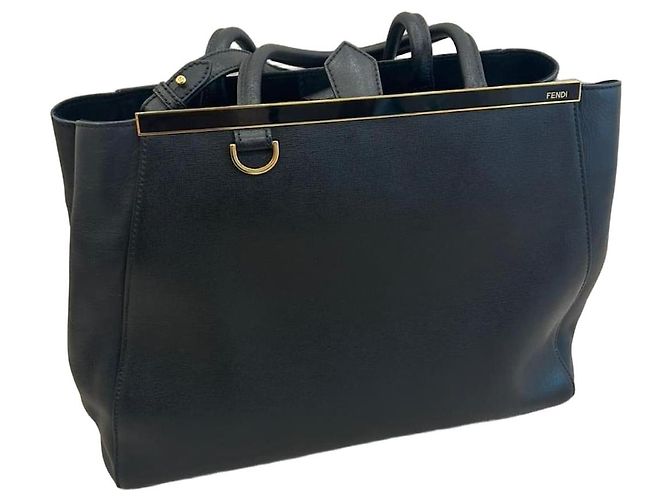 Fendi 2Jours Borsa Tote Pelle Nera Nero