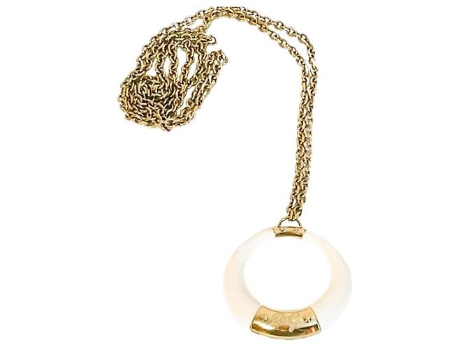 Collar DOLCE & GABBANA “Clue” con colgante blanco chapado en oro Dorado