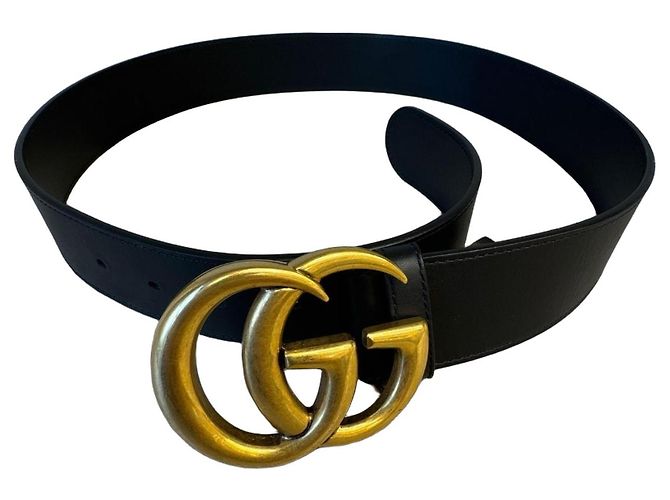 Cintura Gucci GG Marmont in pelle Nero D'oro
