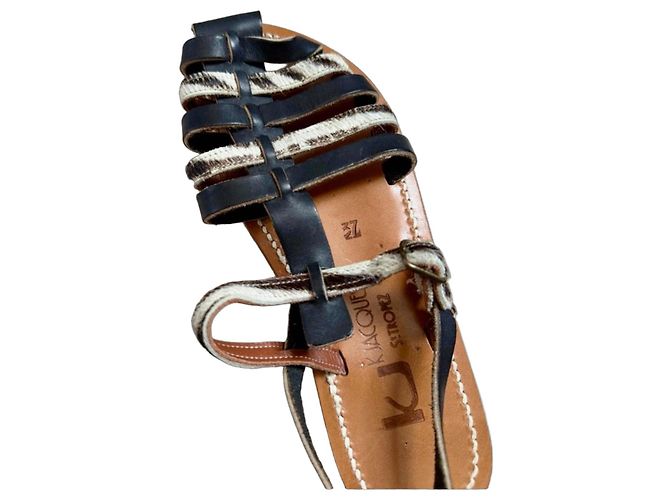 Autre Marque K.Jacques St. Tropez Sandali Gladiatore in Pelle Marrone Nero