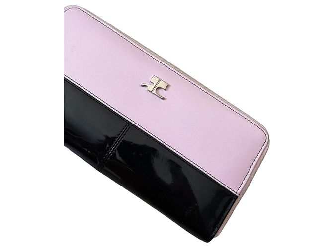 Courreges Courrèges Cartera Zip-Around de Cuero Charol Rosa y Negro