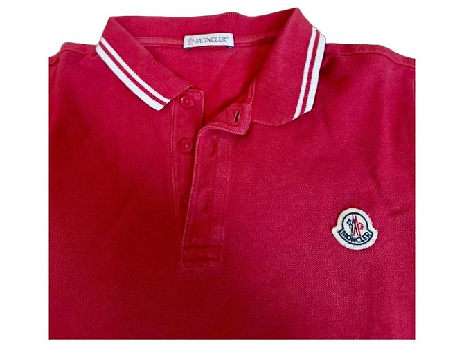 Moncler Polo rossa per bambini con strisce bianche Rosso
