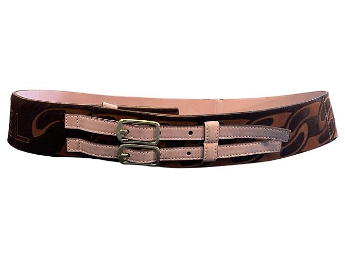 Cinturón de cuero rosa Chanel