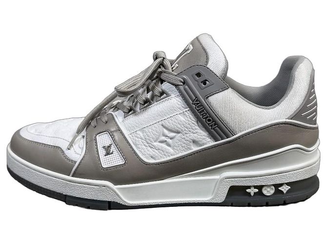 Louis Vuitton LV Trainer Monogram Embossed Sneakers - Grey/White