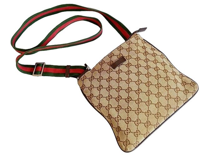 Borsa a tracolla Gucci Monogram GG Supreme Marrone Beige