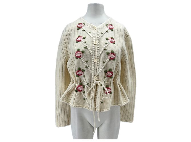 Rouje Weißer Cardigan mit Blumenmuster