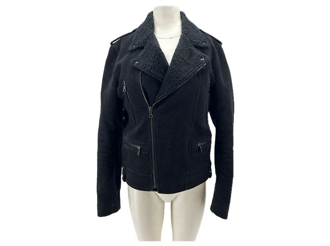Sandro Wollleder Jacke Schwarz M