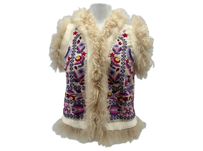 Antik Batik Shearling Jacke Weiß Wolle S