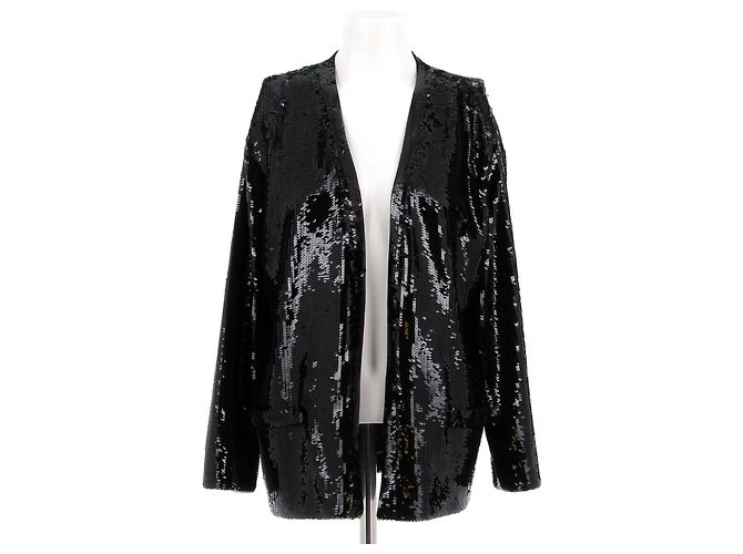 Céline Schwarze Paillettenjacke