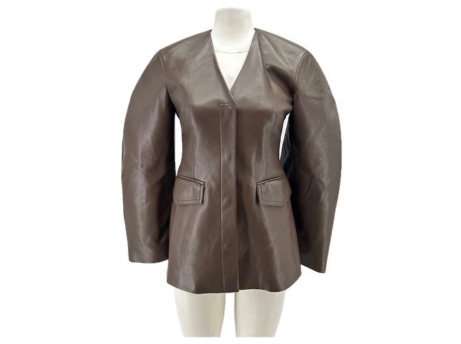 Nanushka Blazer marron en cuir vegan Brown